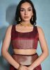 Maroon Zari Work Saree In Banarasi Silk