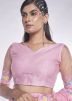 Pink Embroidered Saree In Net