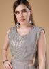 Grey Embroidered Saree In Georgette