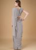 Grey Embroidered Saree In Georgette