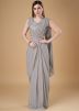 Grey Embroidered Saree In Georgette