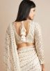 Off White Sequins Embellished Net Saree