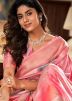 Pink Digital Tie-Dye Printed Silk Saree