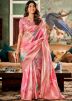 Pink Digital Tie-Dye Printed Silk Saree