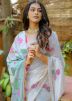 White Woven Work Saree In Silk