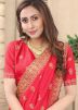 Red Embroidered Saree In Art Silk