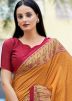 Yellow Printed Saree In Crape