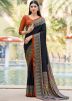 Black Printed Saree In Crape