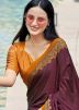 Purple Printed Saree In Crape
