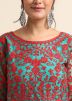 Blue Embroidered Anarkali Suit Set In Net