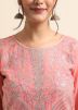 Peach Sequins Embellished Suit Set In Georgette
