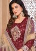 Maroon Embroidered Anarkali Suit In Georgette