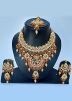 Peach Stone Studded Necklace Set