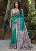 Green Tussar Silk Saree In Printed Work