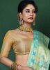 Turquoise Zari Woven Saree In Art Silk