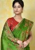 Green Resham Work Saree In Art Silk