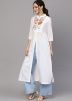White Embroidered Front Slit Style Long Kurta