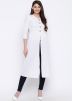 White Front Slit Style Readymade Rayon Long Kurta