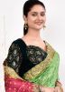 Green & Pink Handwork Saree In Kanjivaram Silk