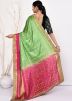 Green & Pink Handwork Saree In Kanjivaram Silk