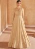 Beige Readymade Chikankari Embroidered Abaya Suit
