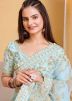 Blue Embroidered Saree In Net