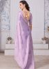 Purple Digital Printed Saree In Satin