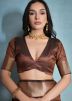 Brown Zari Woven Saree In Art Silk