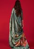 Grey Digital Printed Saree In Satin