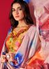 Multicolor Digital Printed Saree In Satin