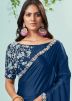 Blue Crape Saree In Heavy Blouse
