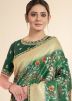 Green Printed Saree In Tissue