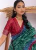 Green Digital Printed Tussar Silk Saree