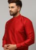 Maroon Angrakha Style Readymade Mens Kurta Pyjama