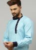 Blue Asymmetric Readymade Kurta Pajama For Men