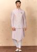Readymade Pink Kurta Pyjama With Jacket Set