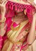 Cream Tissue Silk Saree In Zari Woven Work