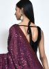 Purple Sequins Work Art Silk Saree