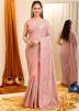 Peach Georgette Saree In Sequins Work