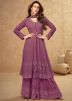 Magenta Readymade Embroidered Slit Style Sharara Suit
