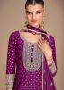 Magenta Readymade Woven Anarkali Suit