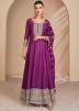 Magenta Readymade Woven Anarkali Suit