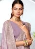 Lavender Embellished Art Silk Saree & Blouse