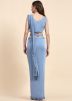 Blue Embroidered Saree In Lycra
