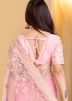 Light Pink Zari Embroidered Net Saree
