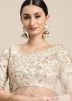 White Embroidered Net Saree With Blouse