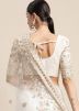 White Embroidered Net Saree With Blouse