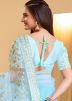 Blue Thread Embroidered Saree In Net