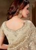 Beige Embroidered Saree In Net