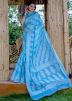 Blue Printed Saree In Cotton